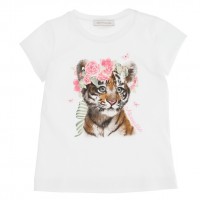 White t-shirt with tiger