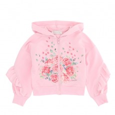 Girls pink cotton jacket with flowers