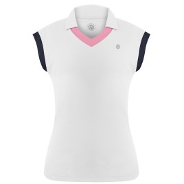 Womens polo shirt white/oxford blue